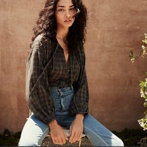 Doen Guadalupe Top in French Plaid Navy